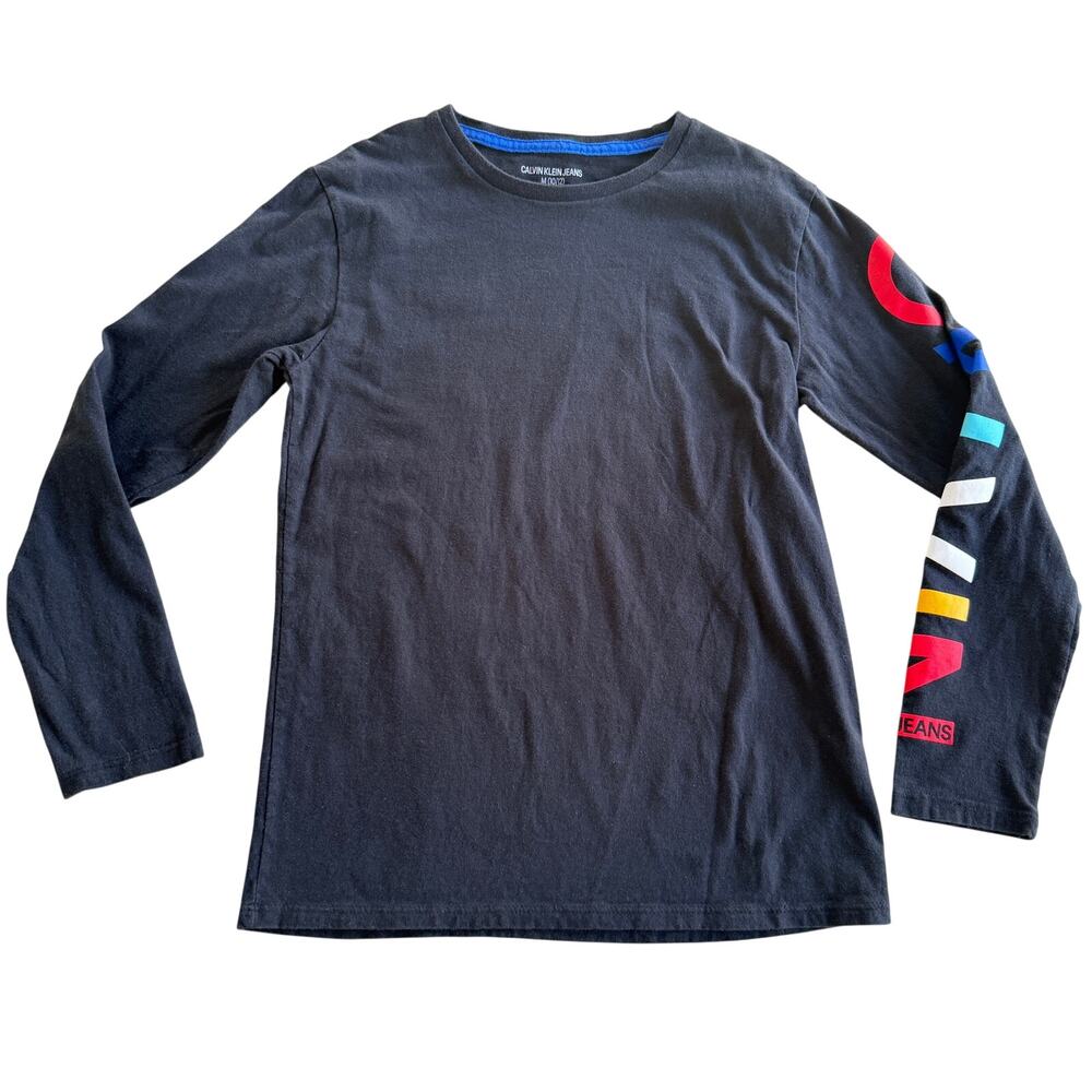 Calvin Klein Jeans Boys Size M (10/12) Long Sleeve Black Logo Shirt